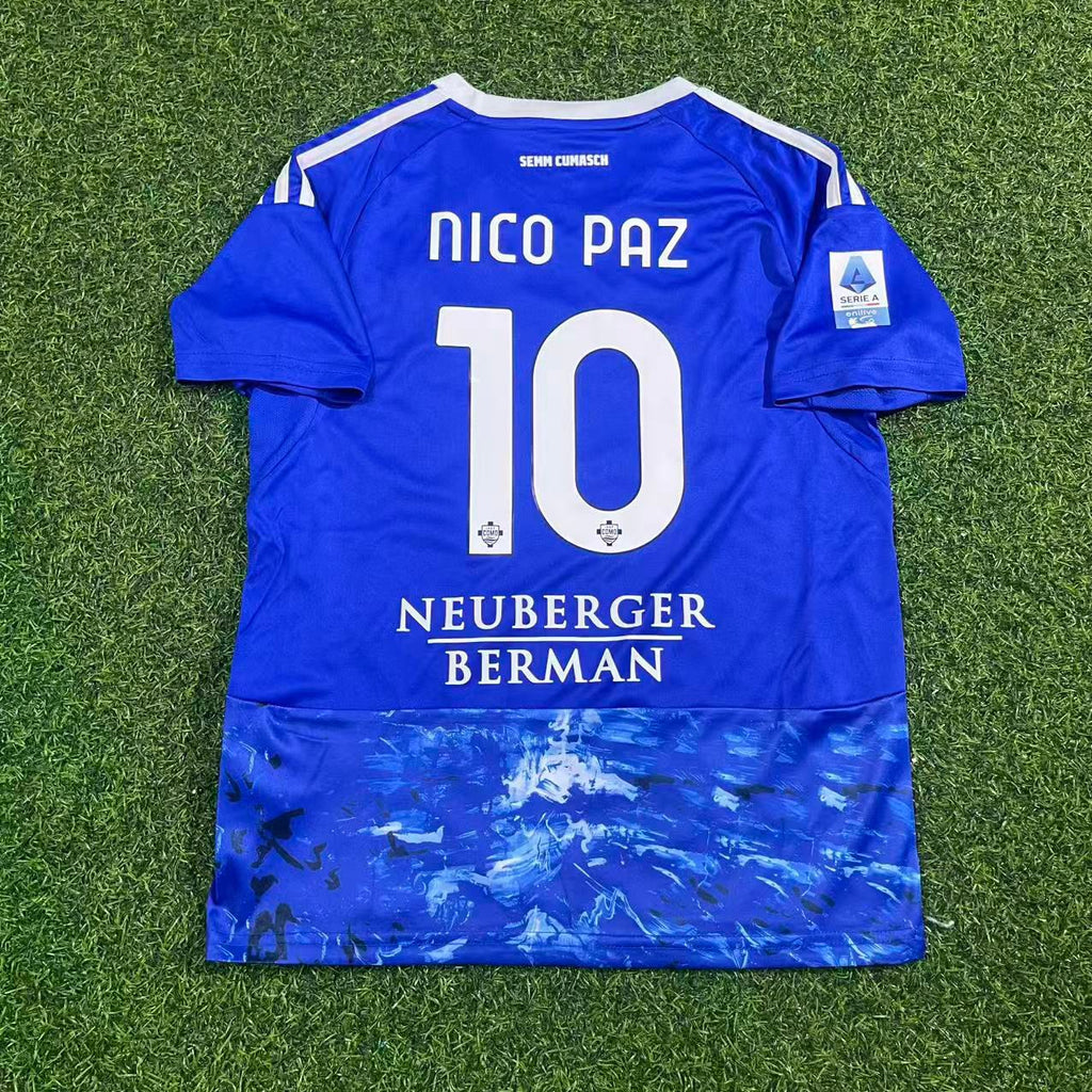 2026 Nico Paz Como Kids Football Jersey – Detailed View