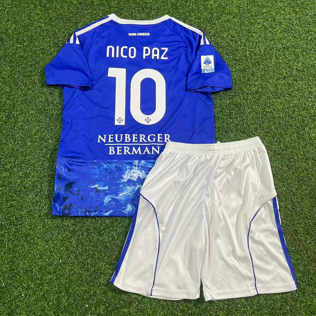 2026 Nico Paz Como Kids Football Jersey – Back View