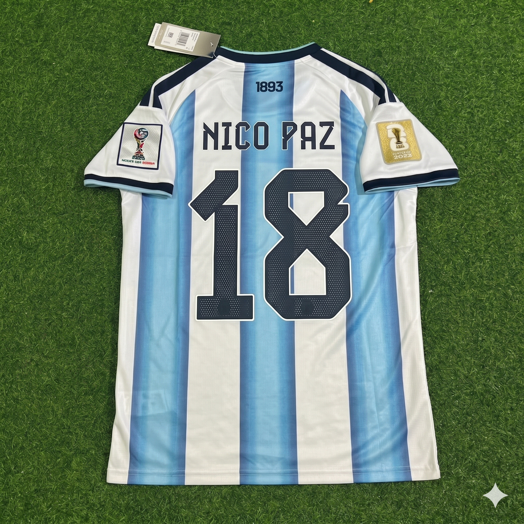 Nico Paz Argentina 2026 World Cup Football Jersey – Back View