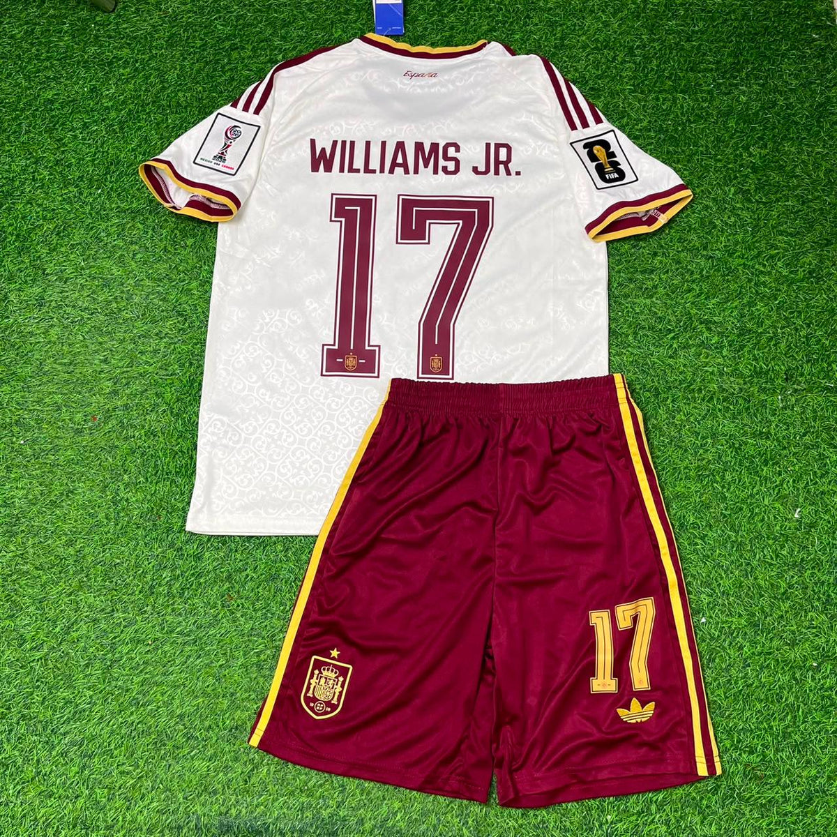 Nico Williams Spain 2026 World Cup Kids Away Football Jersey – Back View