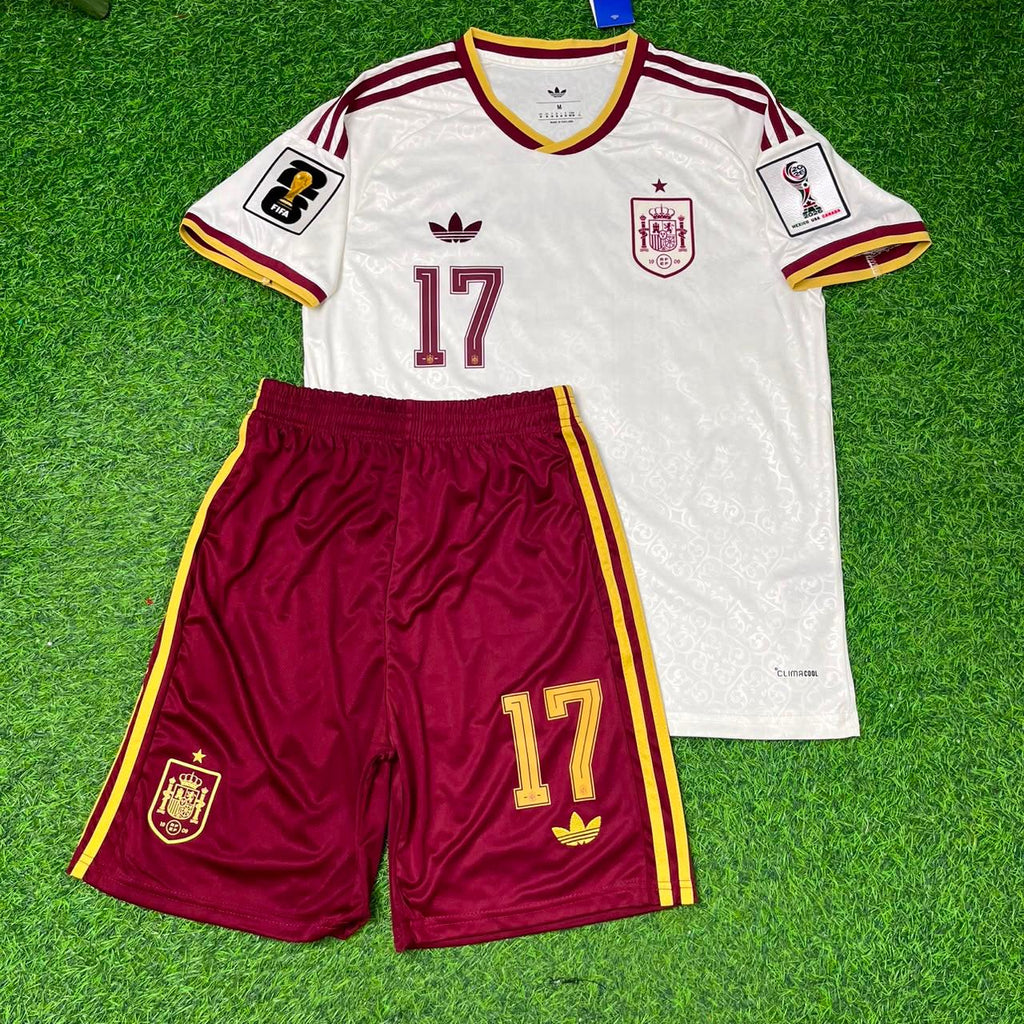 Nico Williams Spain 2026 World Cup Kids Away Football Jersey – Front View