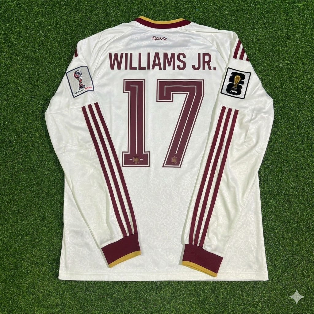 Nico Williams Jr. #17 Spain 2026 World Cup Away Long Sleeve Jersey – Back View