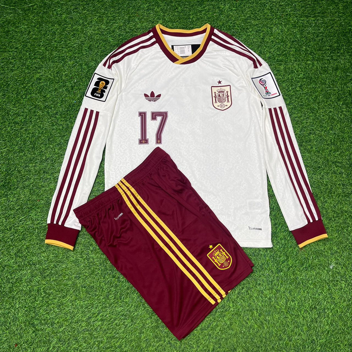 Nico Williams Spain 2026 World Cup Away Long Sleeve Kids Football Jersey – Front View