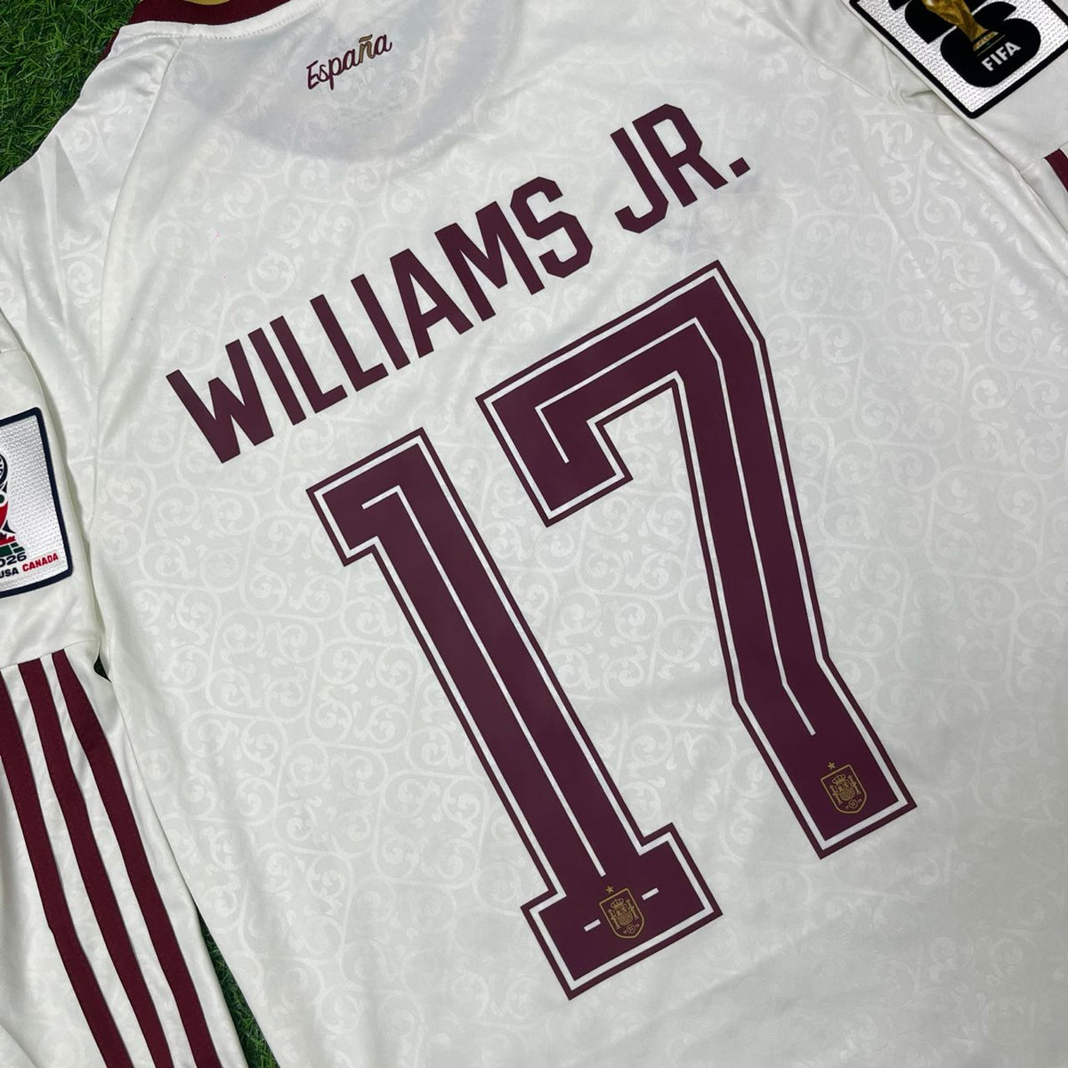 Nico Williams Spain 2026 World Cup Away Long Sleeve Kids Football Jersey – Detailed View