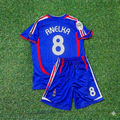 2006 France World Cup Nicolas Anelka #8 Kids Blue Retro Football Jersey – Back View