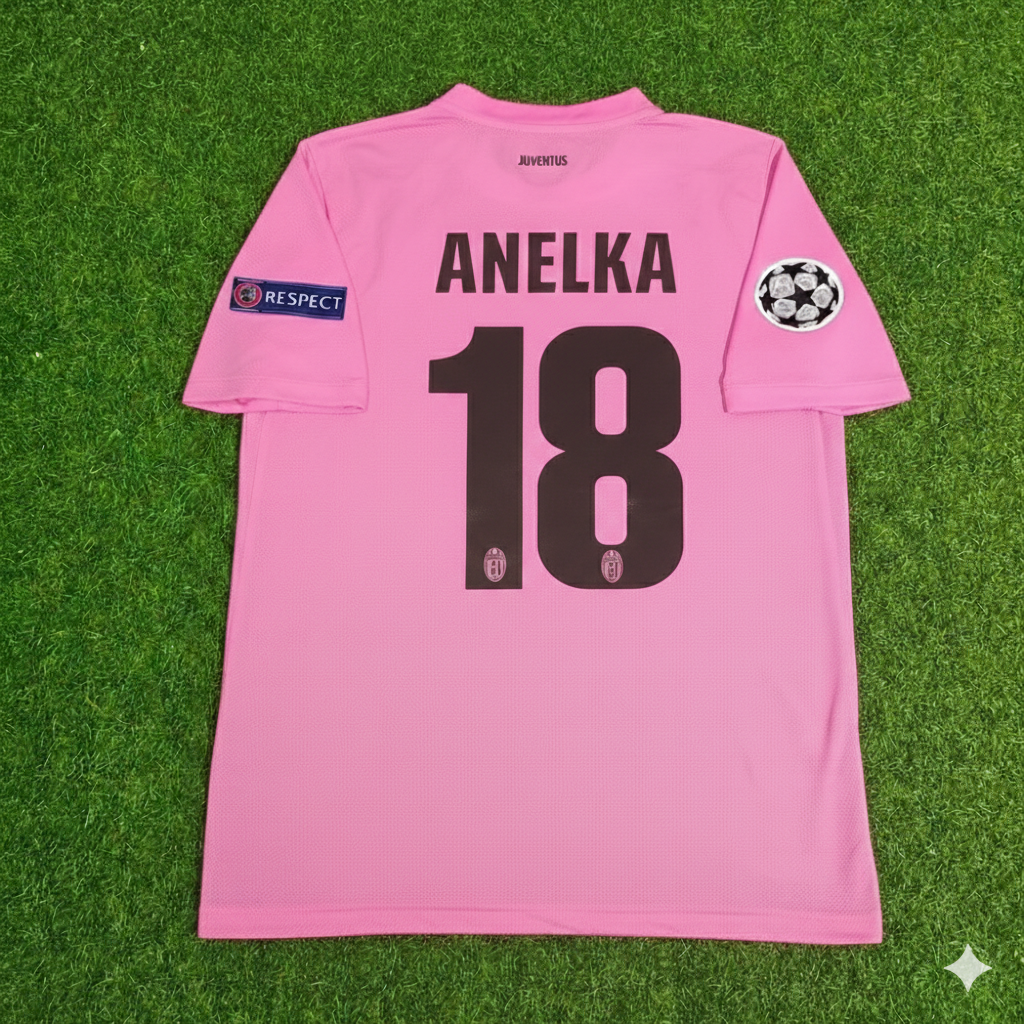2012 Nicolas Anelka Juventus Pink 2013 Season Retro Football Jersey – Back View
