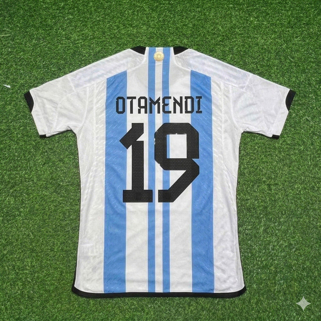 Argentina 2022 Qatar World Cup Champion Home Jersey – Nicolás Otamendi 19- – Back View