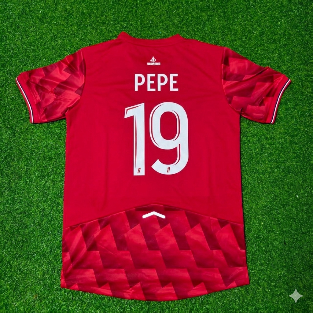 Nicolas Pépé #19 LOSC Lille Home Football Retro Football Jersey – Back View
