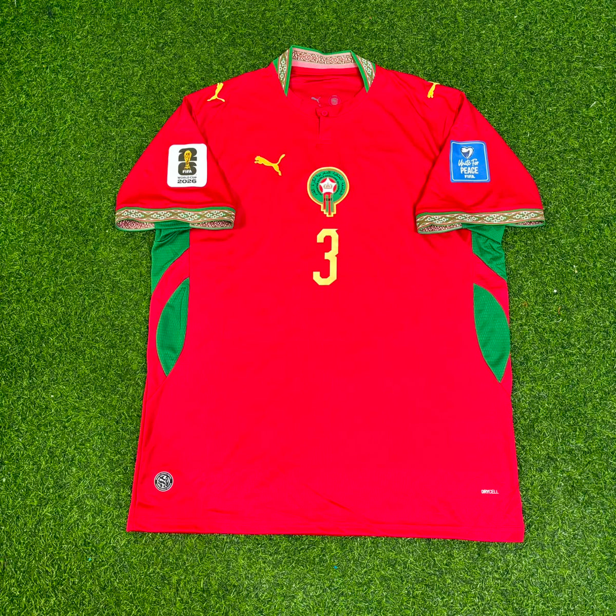 Noussair Mazraoui Morocco 2026 World Cup Home Red Football Jersey – Front View