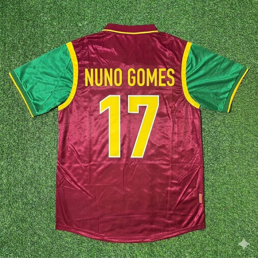 1998 Portugal World Cup Nuno Gomes #17 Retro Football Jersey – Back View