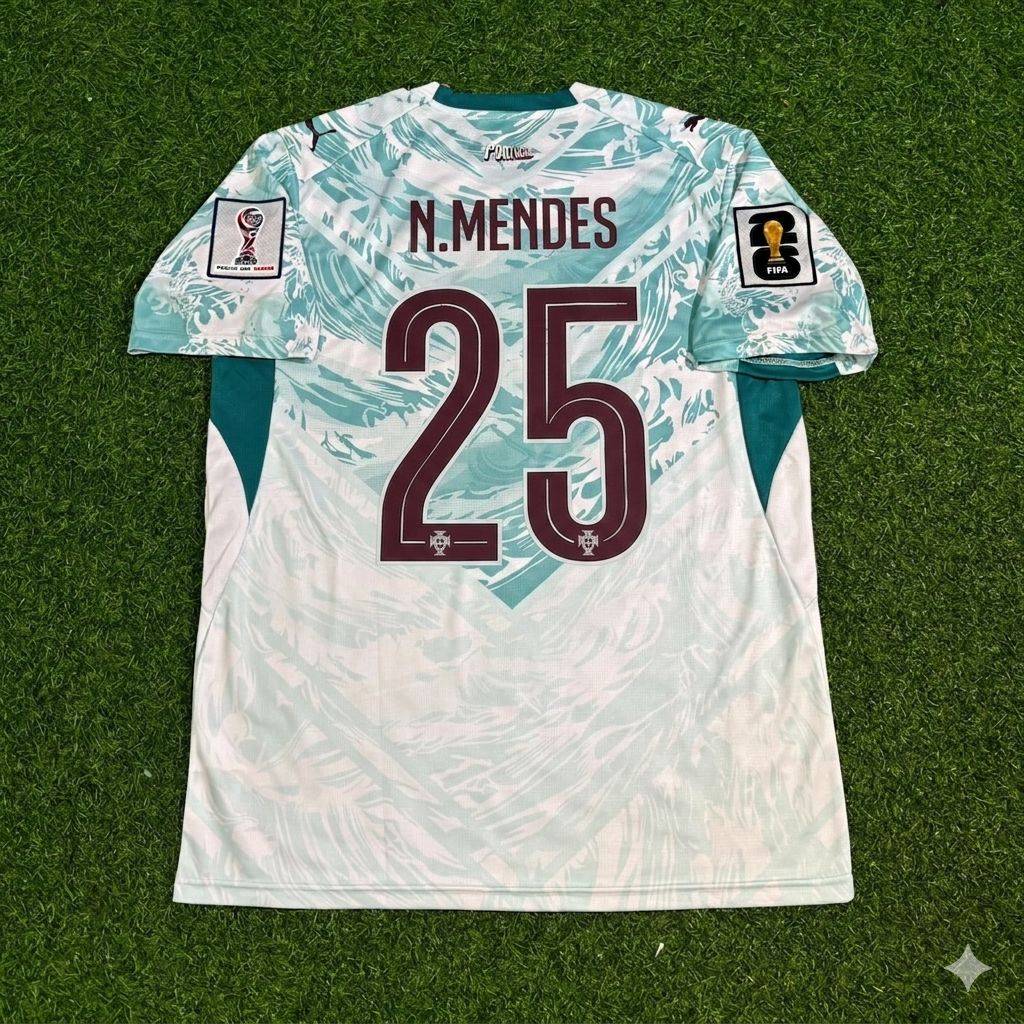 Nuno Mendes Portugal 2026 World Cup White Away Football Jersey – Back View