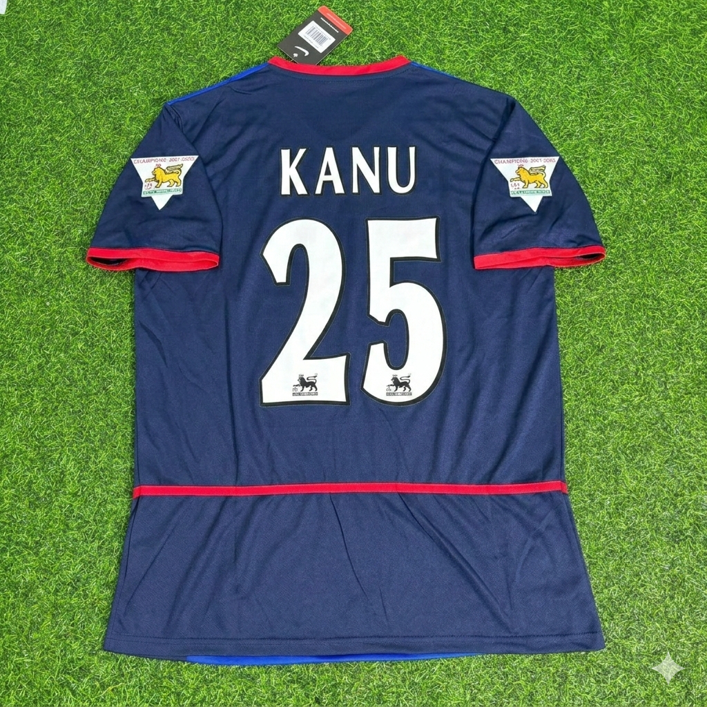 Arsenal 2002-2004 Black Blue o2 Retro Kit Jersey – Nwankwo Kanu 25- – Back View