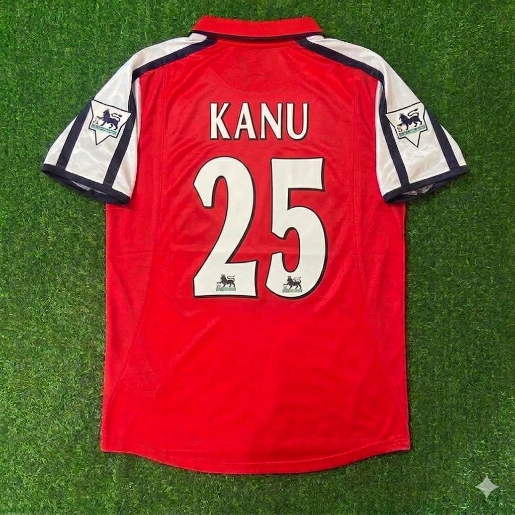 Arsenal 1999/02 Red White Retro Jersey – Nwankwo Kanu #25 – Back View
