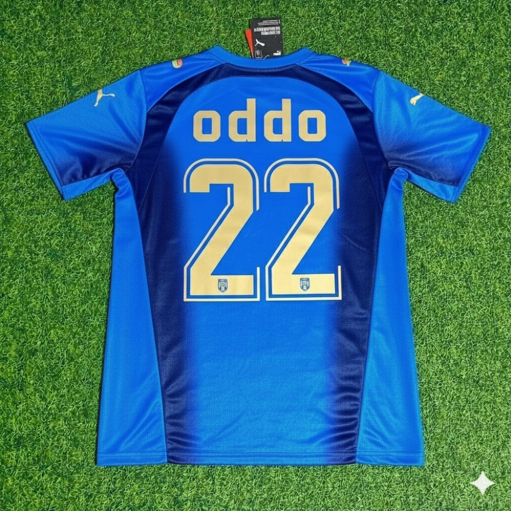 2006 Italy World Cup Massimo Oddo 22 - Final Retro Football Jersey – Back View