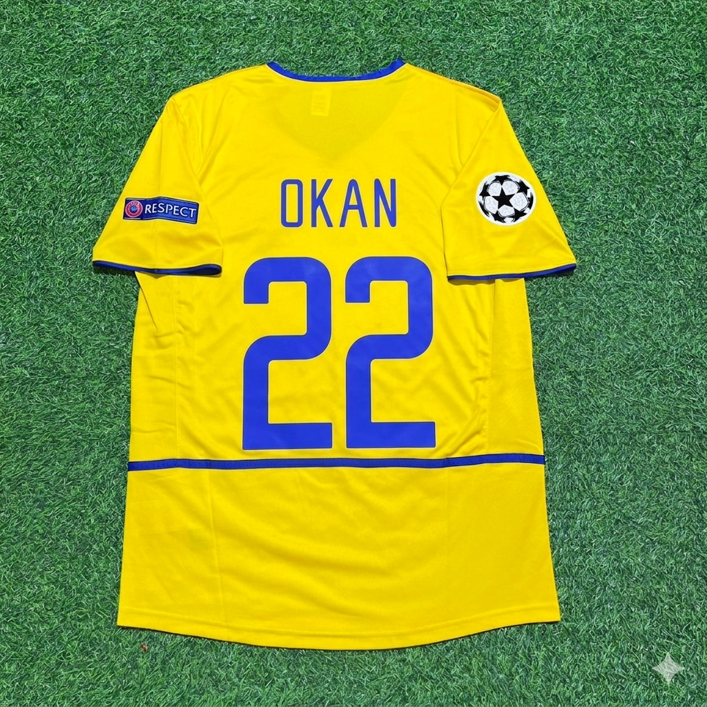 2002/03 Okan Buruk Inter Milan Yellow Retro Football Jersey – Back View