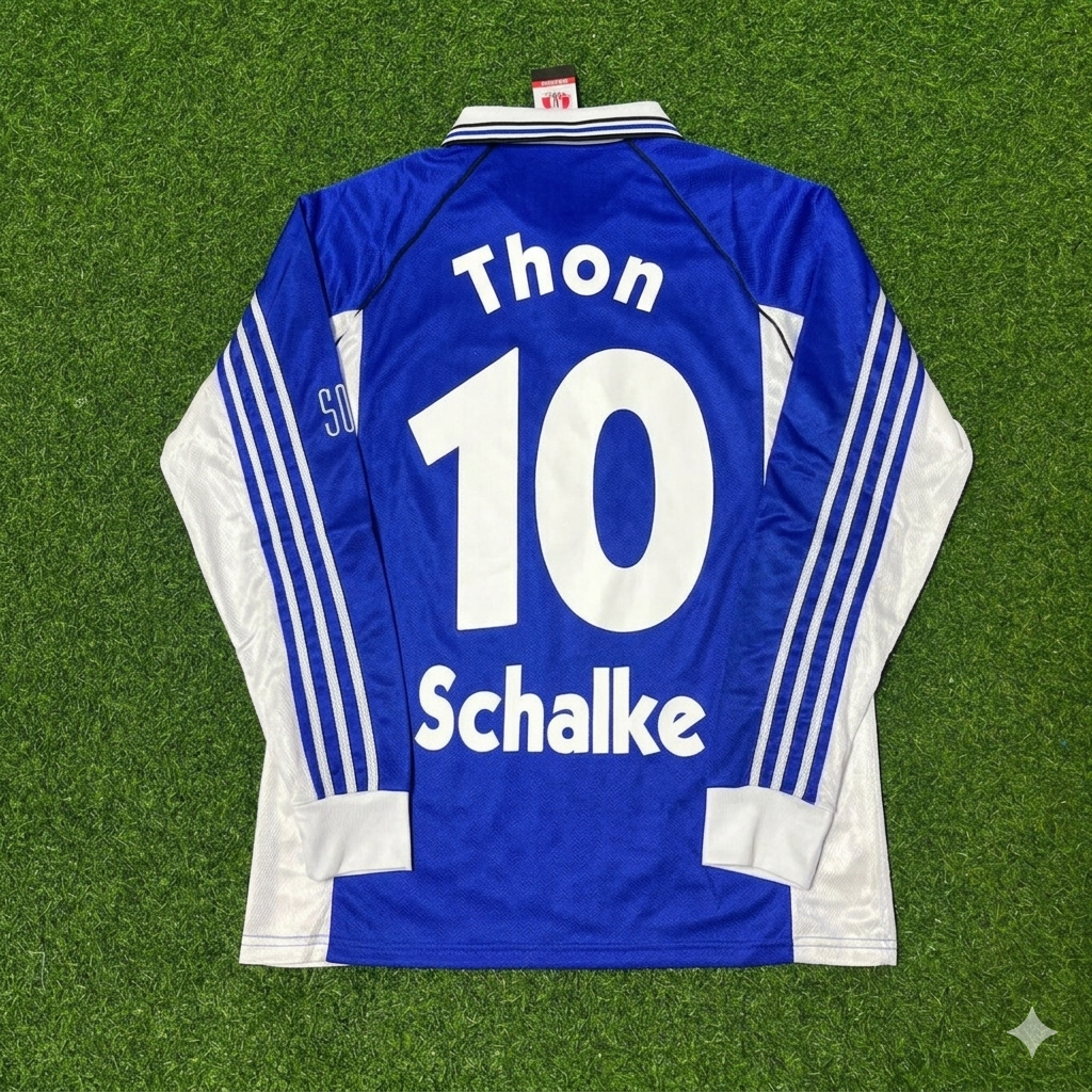1998/00 Olaf Thon #10 Schalke 04 Langarm Retro Fussballtrikot Jersey – Back View