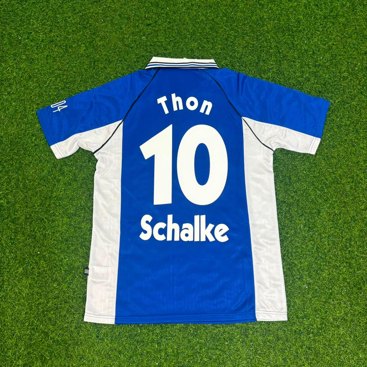 1999/00 Olaf Thon FC Schalke 04 Blaues Heimtrikot Retro Fußballtrikot Jersey – Back View