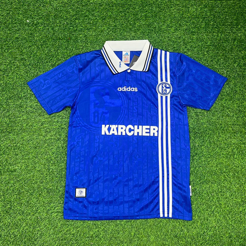 Emile Mpenza Schalke 04 Heim Retro Fußballtrikot Jersey – Front View