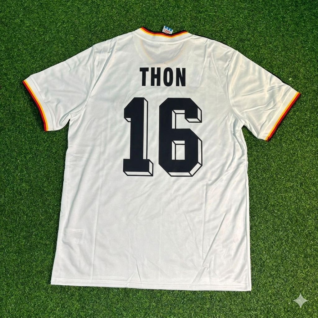 1986 Olaf Thon #16 Deutschland World Cup Retro Wein – Back View