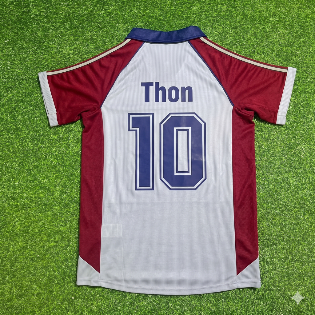 Olaf Thon #10 FC Bayern München Auswärts Retro Fußballtrikot Grau Jersey – Back View