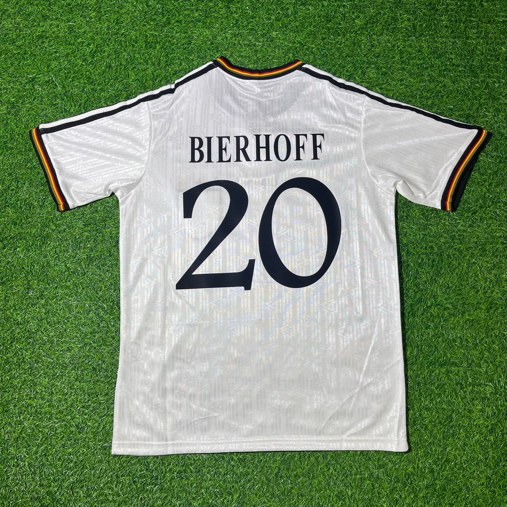 1996 Oliver Bierhoff Deutschland EM Finale Germany Heim Retro Fußballtrikot Set Jersey – Back View