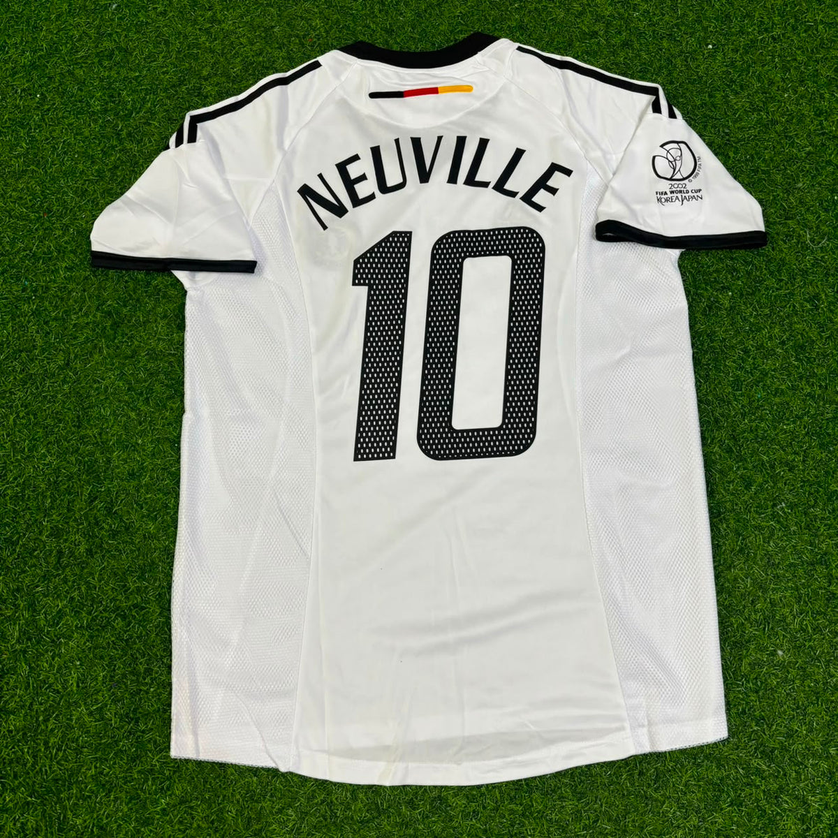 Germany Deutschland 2002 World Cup Japan Korea White Retro Jersey – Oliver Neuville – Back View