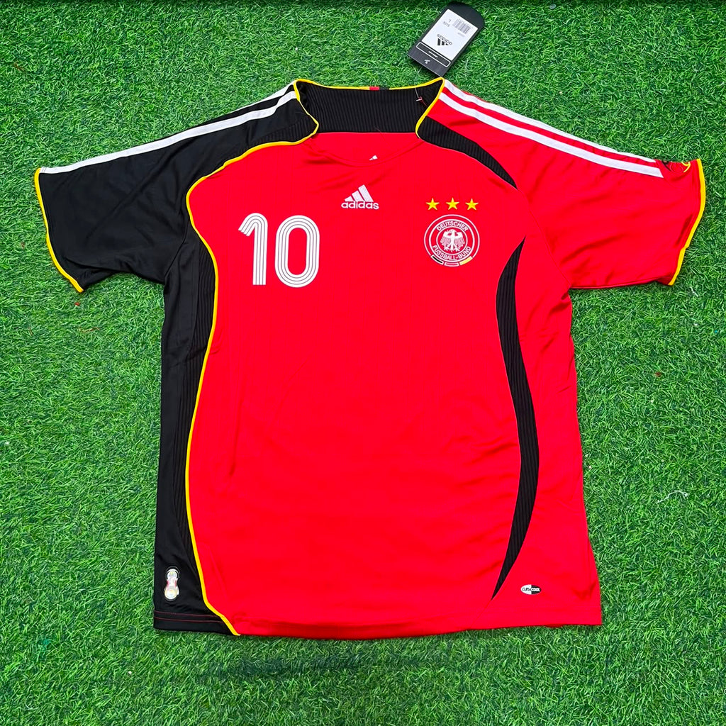 Oliver Neuville Germany 2006 World Cup Away Red Black Retro Football Jersey – Front View