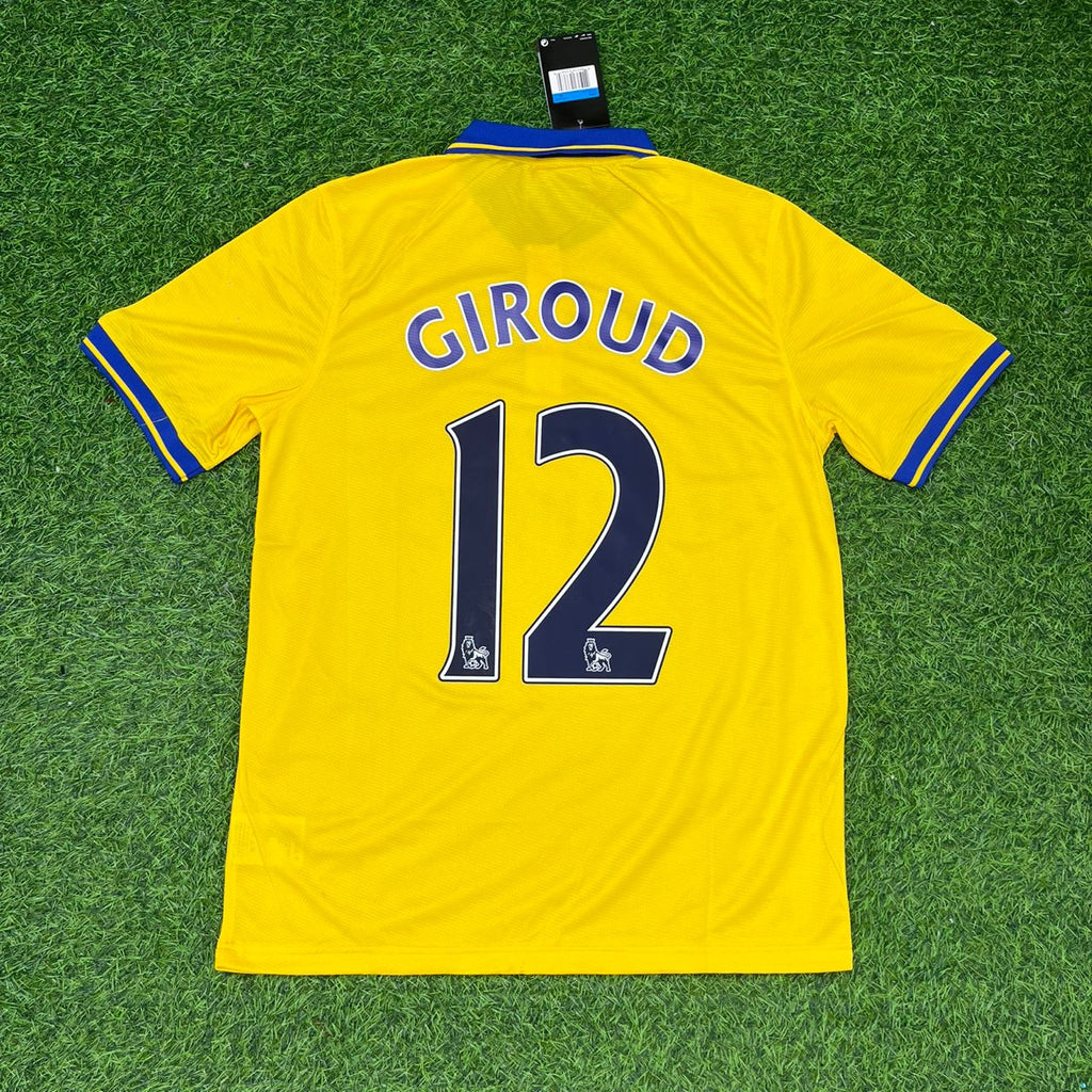 Olivier Giroud Arsenal 2013-2014 Yellow Retro Football Jersey – Back View