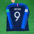 France 2018 World Cup Final Long Sleeve Retro Football Jersey – Olivier Giroud – Back View