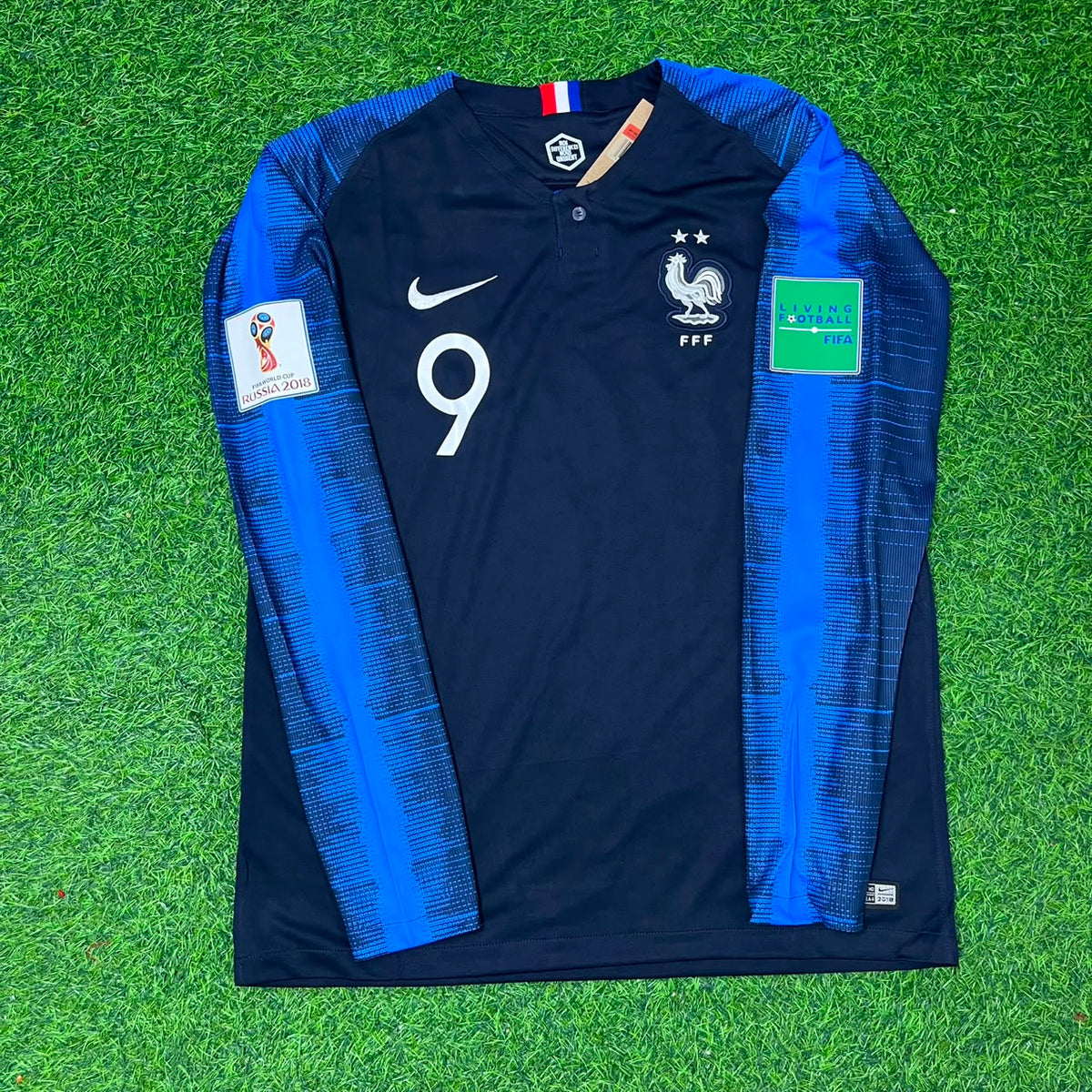 France 2018 World Cup Final Long Sleeve Retro Football Jersey – Olivier Giroud – Front View