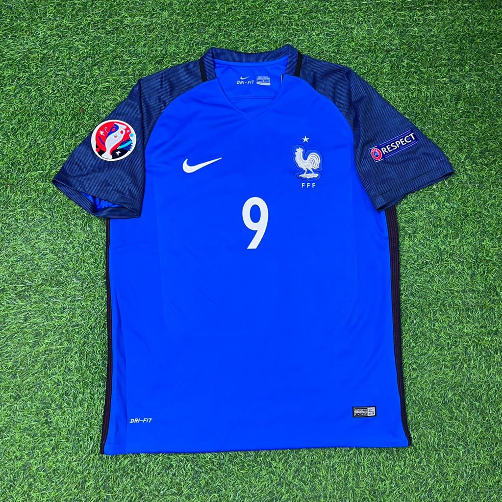 France Euro 2016 Home Retro Football Jersey – Olivier Giroud #9 – Front View