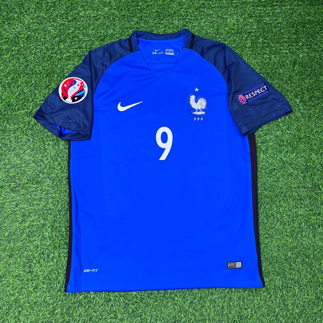 France Euro 2016 Home Retro Football Jersey – Olivier Giroud #9 – Front View