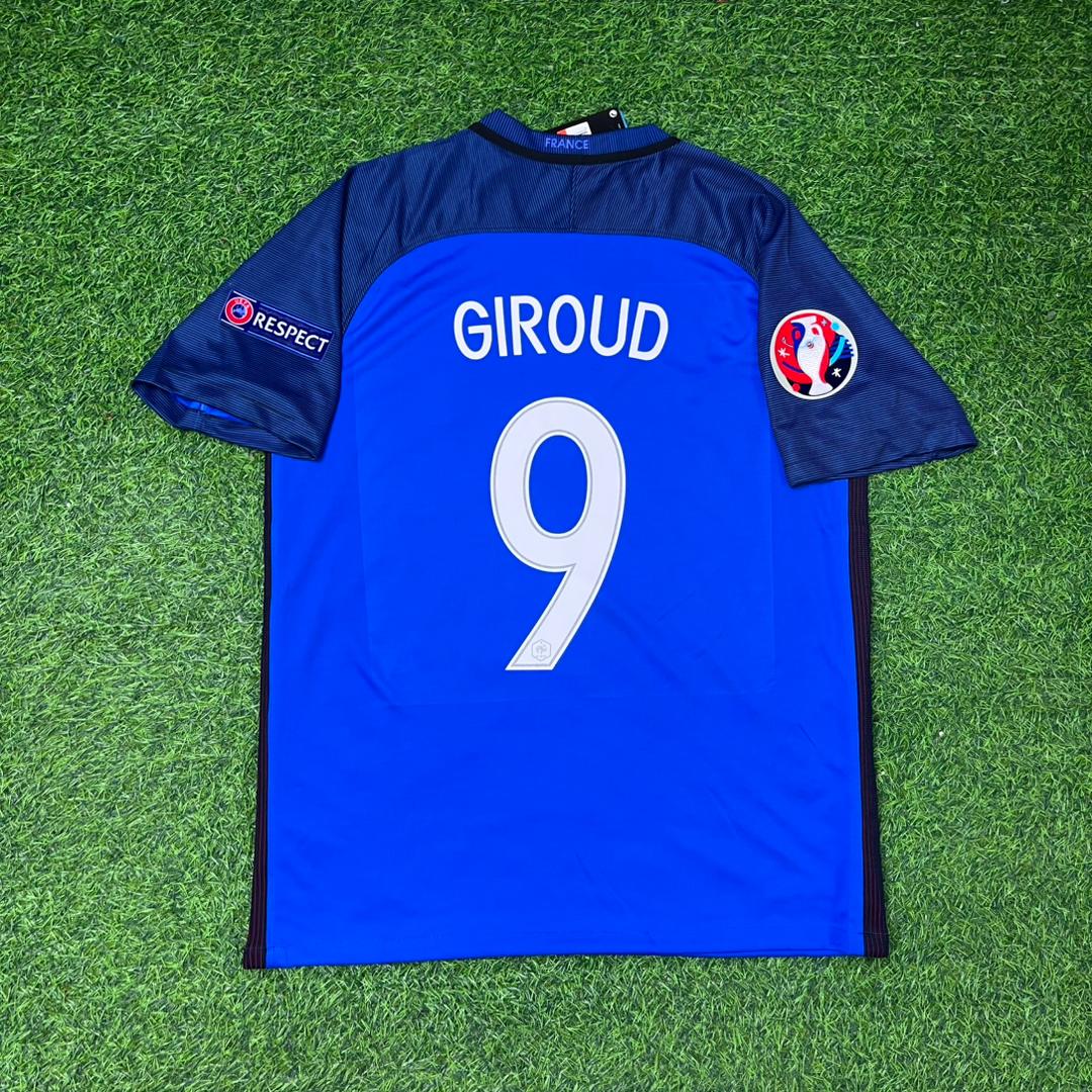 France Euro 2016 Home Retro Football Jersey – Olivier Giroud #9 – Back View