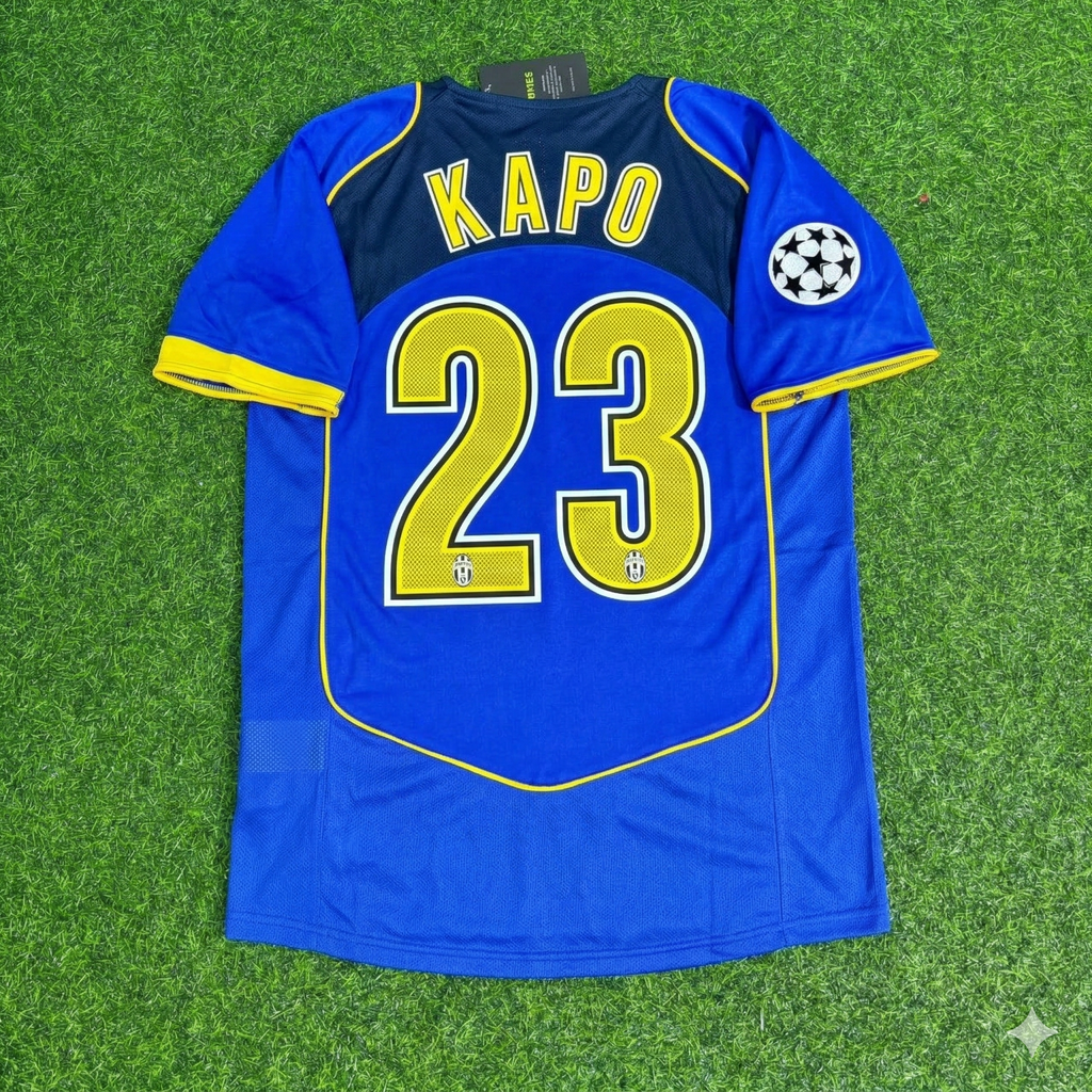 Juventus 2004-2005 Blue Retro Jersey | Kit | | – Olivier Kapo – Back View