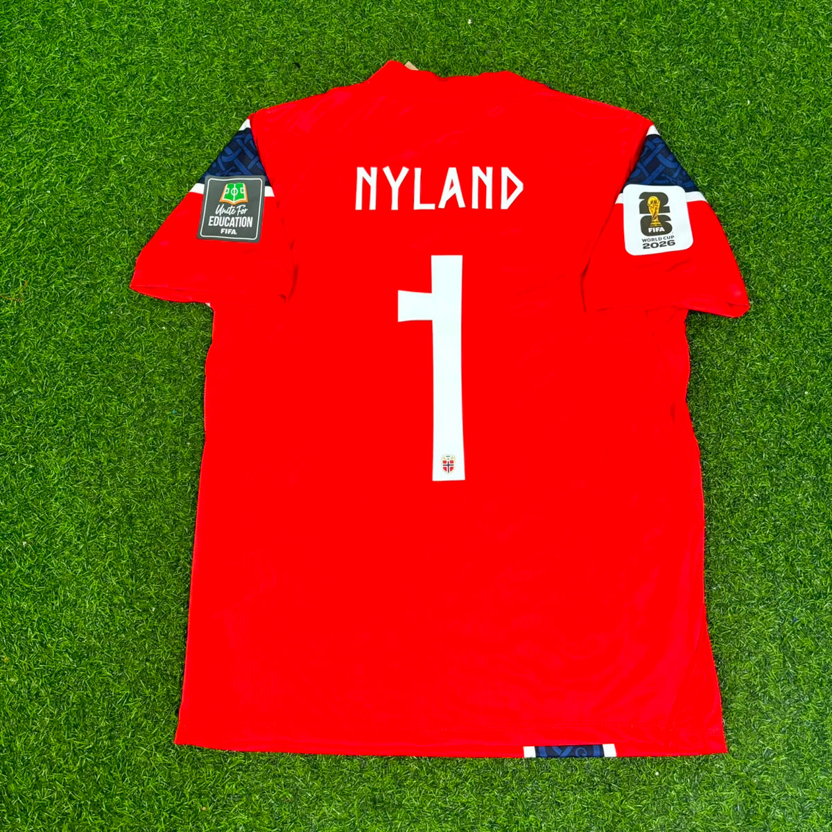 Ørjan Nyland Norway Goalkeeper 2026 World Cup Home Football Jersey – Back View