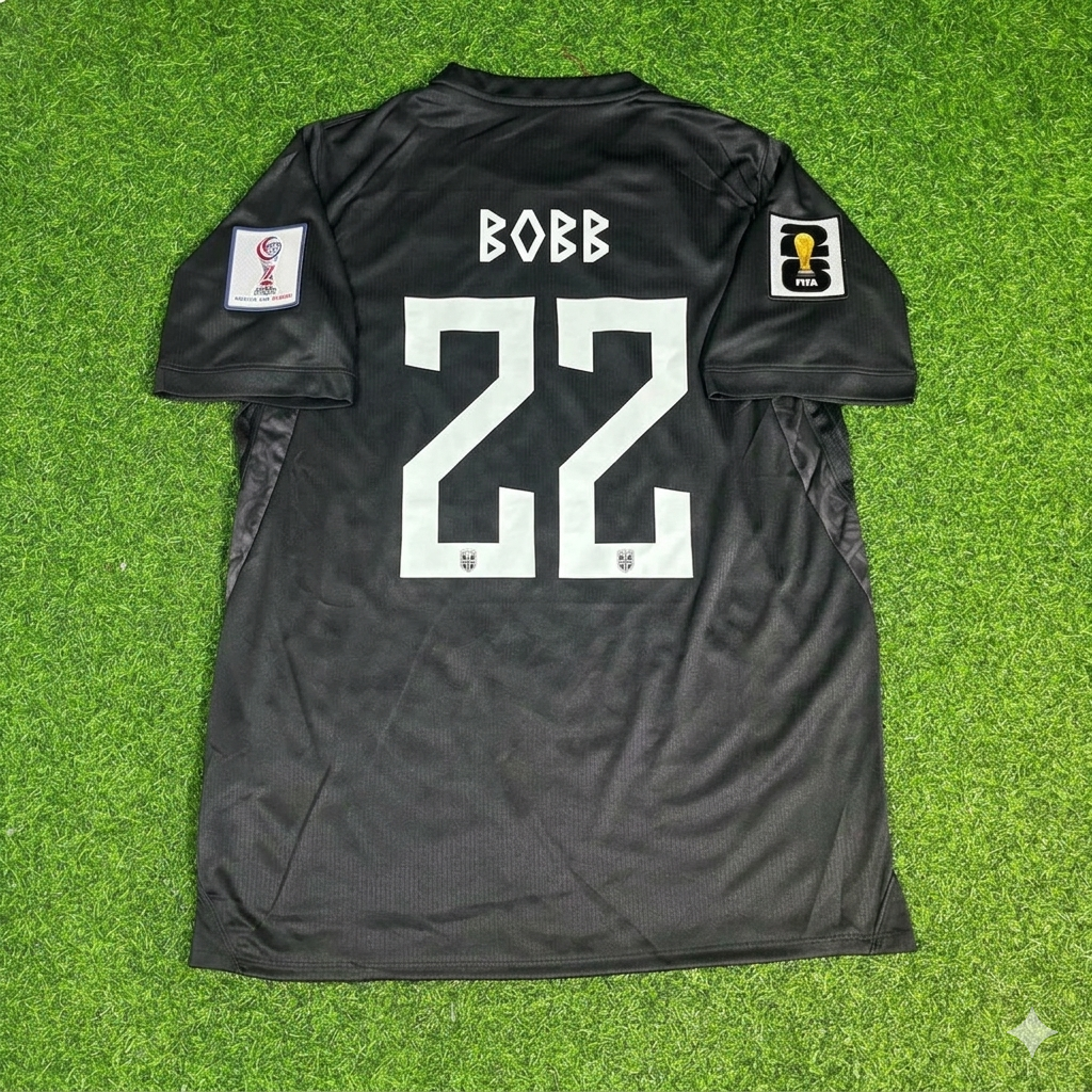 Oscar Bobb #22 Norway 2026 World Cup Black Away Football Jersey – Back View