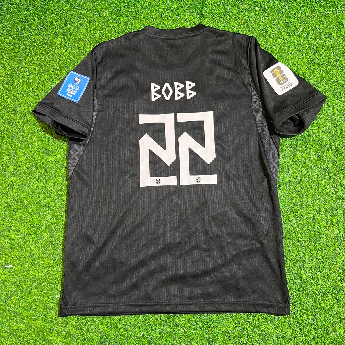 Oscar Bobb #22 Norway 2026 World Cup Away Black KIDS Football Jersey – Detailed View