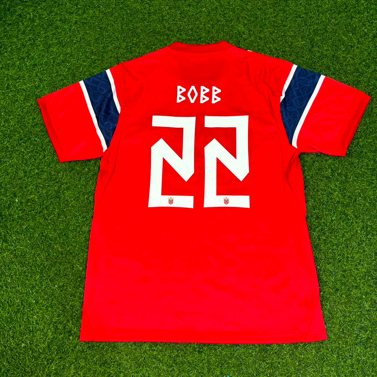 Oscar Bobb #22 Norway 2026 World Cup Home Football Jersey – Back View
