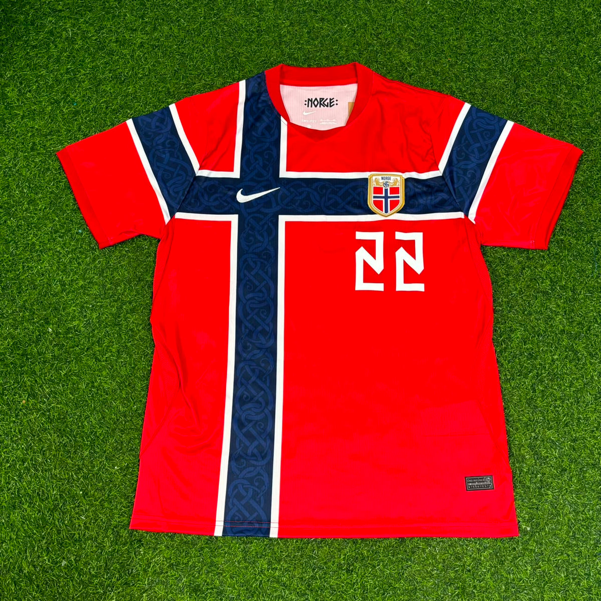 Oscar Bobb #22 Norway 2026 World Cup Home Football Jersey – Front View