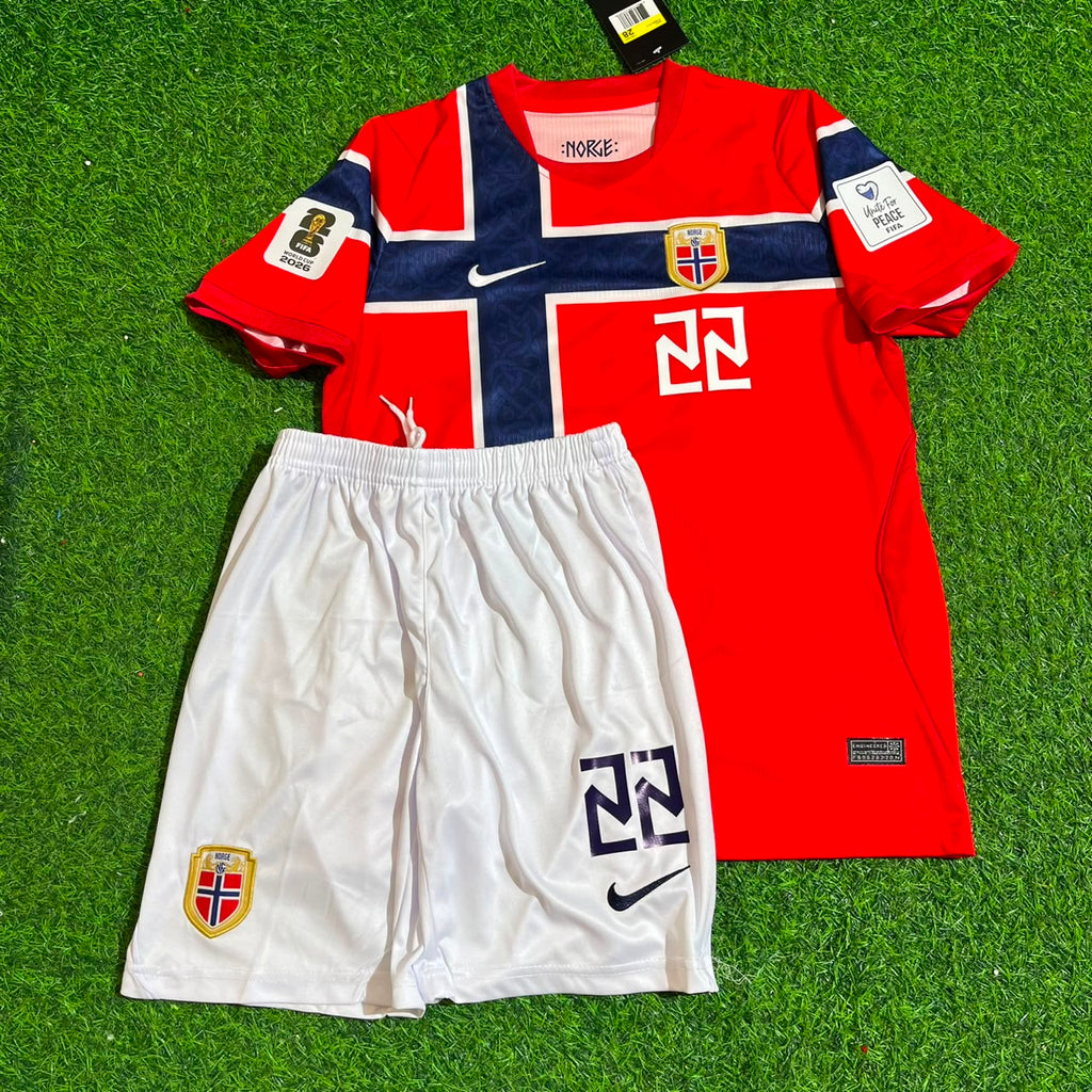 Oscar Bobb Norway 2026 World Cup Kids Football Jersey – Detailed View