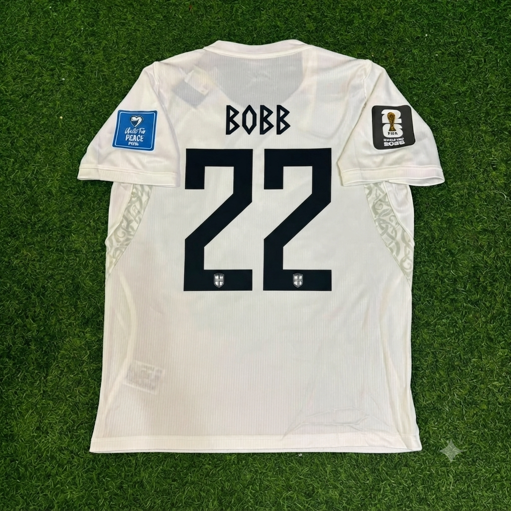 Oscar Bobb #22 Norway 2026 World Cup White Football Jersey – Back View
