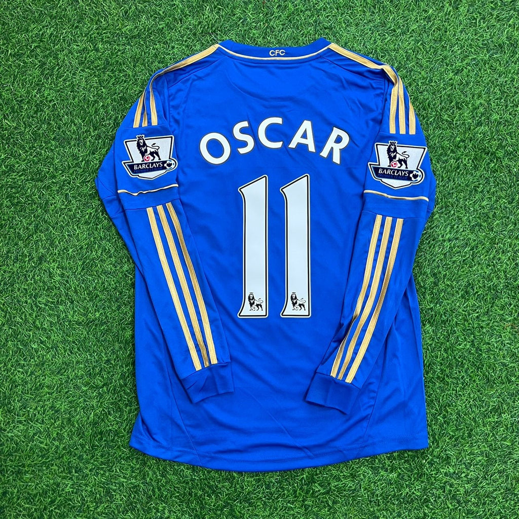 2012/13 Oscar Chelsea Premier League Patch Blue Retro Football Jersey – Back View