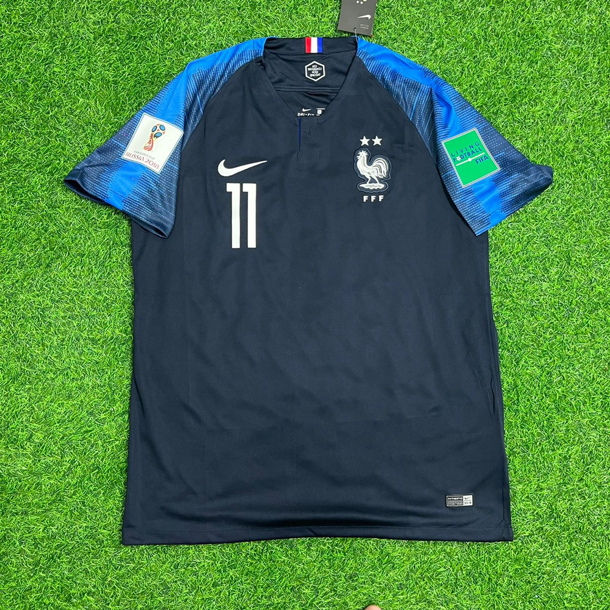 2018 France World Cup Ousmane Dembélé 11 Final Retro Football Jersey – Front View