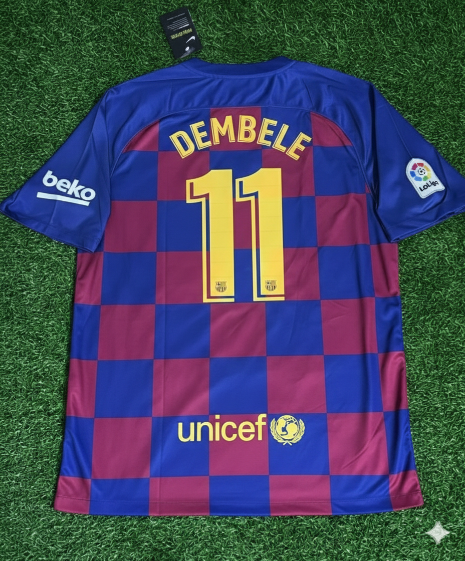 2019/20 Ousmane Dembele Barcelona Home Retro Football Jersey – Back View