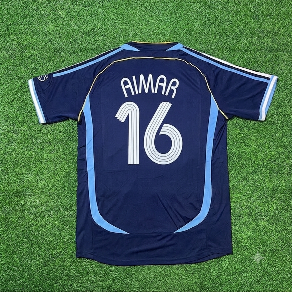 2006 Argentina World Cup Pablo Aimar #16 Dark Blue Home Retro Football Jersey – Back View