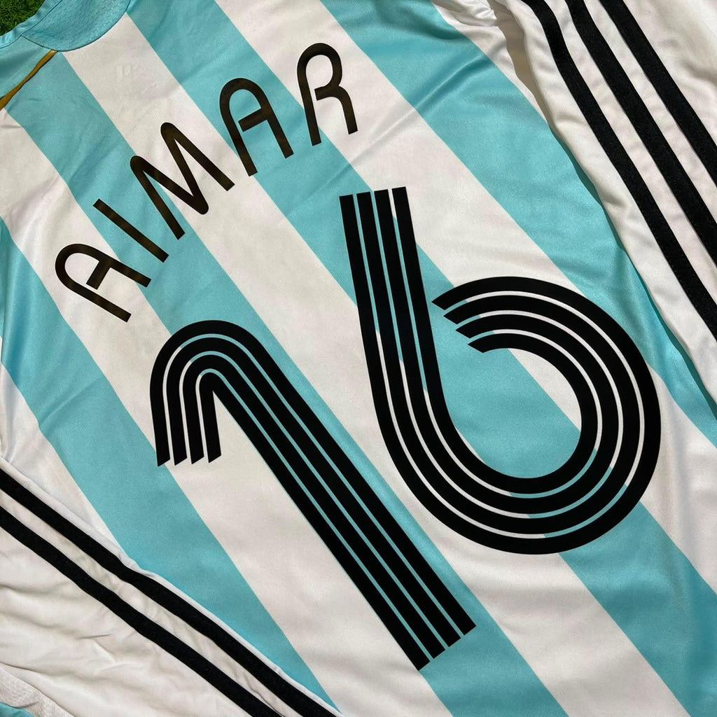 Pablo Aimar #16 Argentina 2006 World Cup Retro Long Sleeve Football Jersey – Detailed View