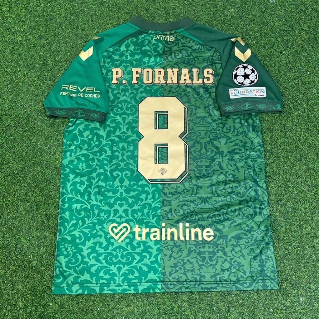 Pablo Fornals #8 Real Betis 2027 Away New Season Champions League Patch Football Jersey – Back View