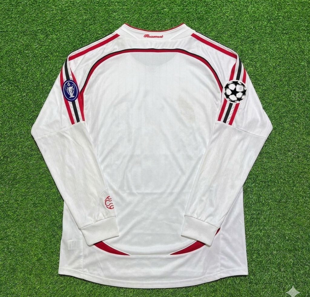 2007 AC Milan Champions League Final Away White Long Sleeve Retro Football Jersey – Front View