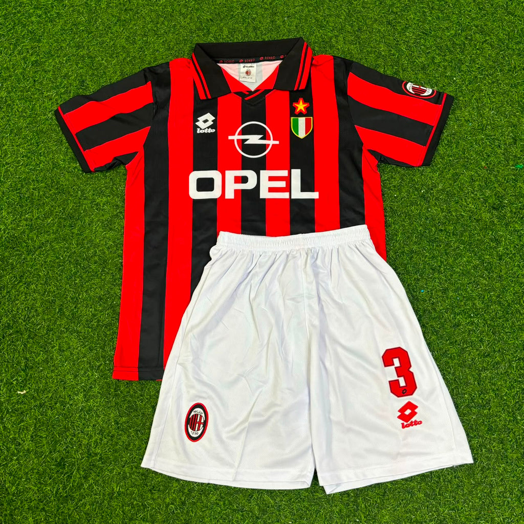 Paolo Maldini AC Milan 1996/97 Home Kids Retro Football Jersey – Front View