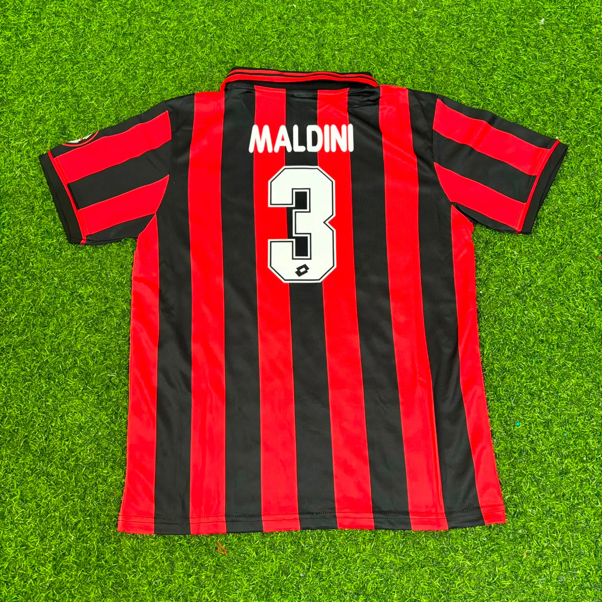 Paolo Maldini AC Milan 1996/97 Home Kids Retro Football Jersey – Detailed View